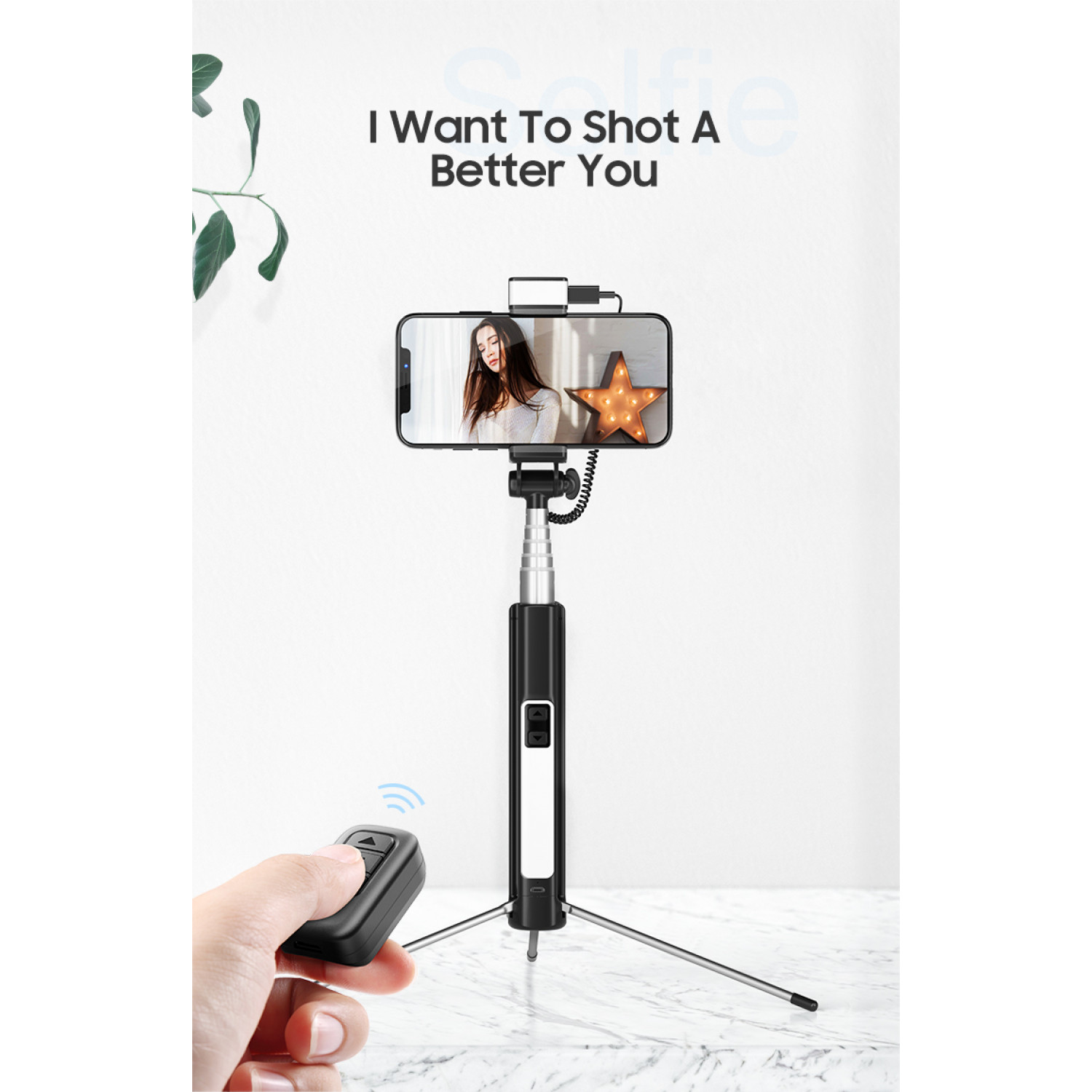 BENKS BEAUTY CAPTURE TRIPOD BLUETOOTH SELFIE STICK (BLACK)